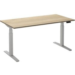 Bureau assis-debout ceha ade2plme168q9016rew chêne mélaminé blanc, métal