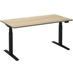 Bureau assis-debout ceha ade2plhl148q9005rew chêne mélaminé blanc, métal