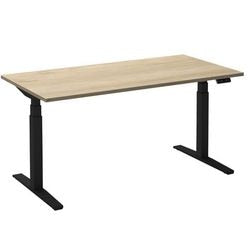 Bureau assis-debout ceha ade2plhl189q9005rew chêne mélaminé blanc, métal