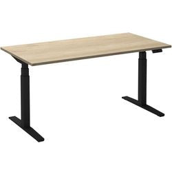 Bureau assis-debout ceha ade2plme168q9005rew chêne mélaminé blanc, métal