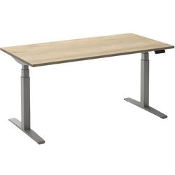 Bureau assis-debout ceha ade2plme168q9006rew chêne mélaminé blanc, métal