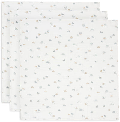Jollein - tissu hydrophile petit 70x70cm - lange - coton doux - 3 pièces - en déplacement