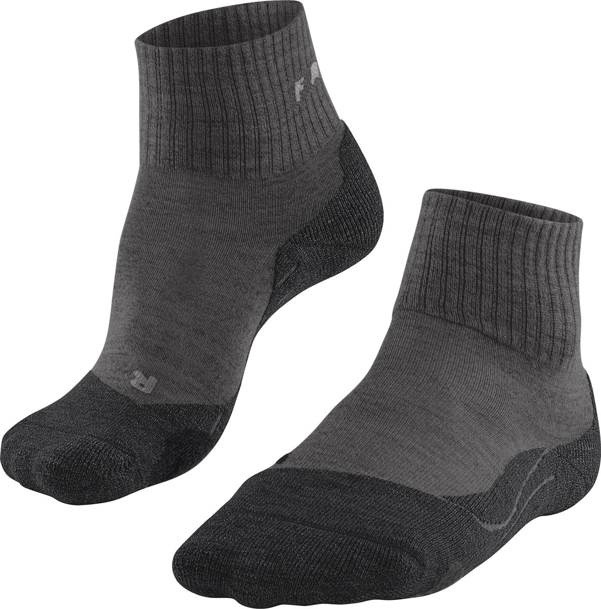 Falke tk2 laine chaussettes de marche courtes anti-ampoules en laine épaisse matière fonctionnelle femme gris - taille 37-38