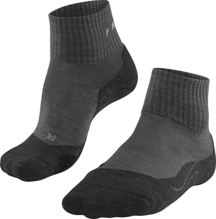 Falke tk2 laine chaussettes de marche courtes anti-ampoules en laine épaisse matière fonctionnelle femme gris - taille 37-38