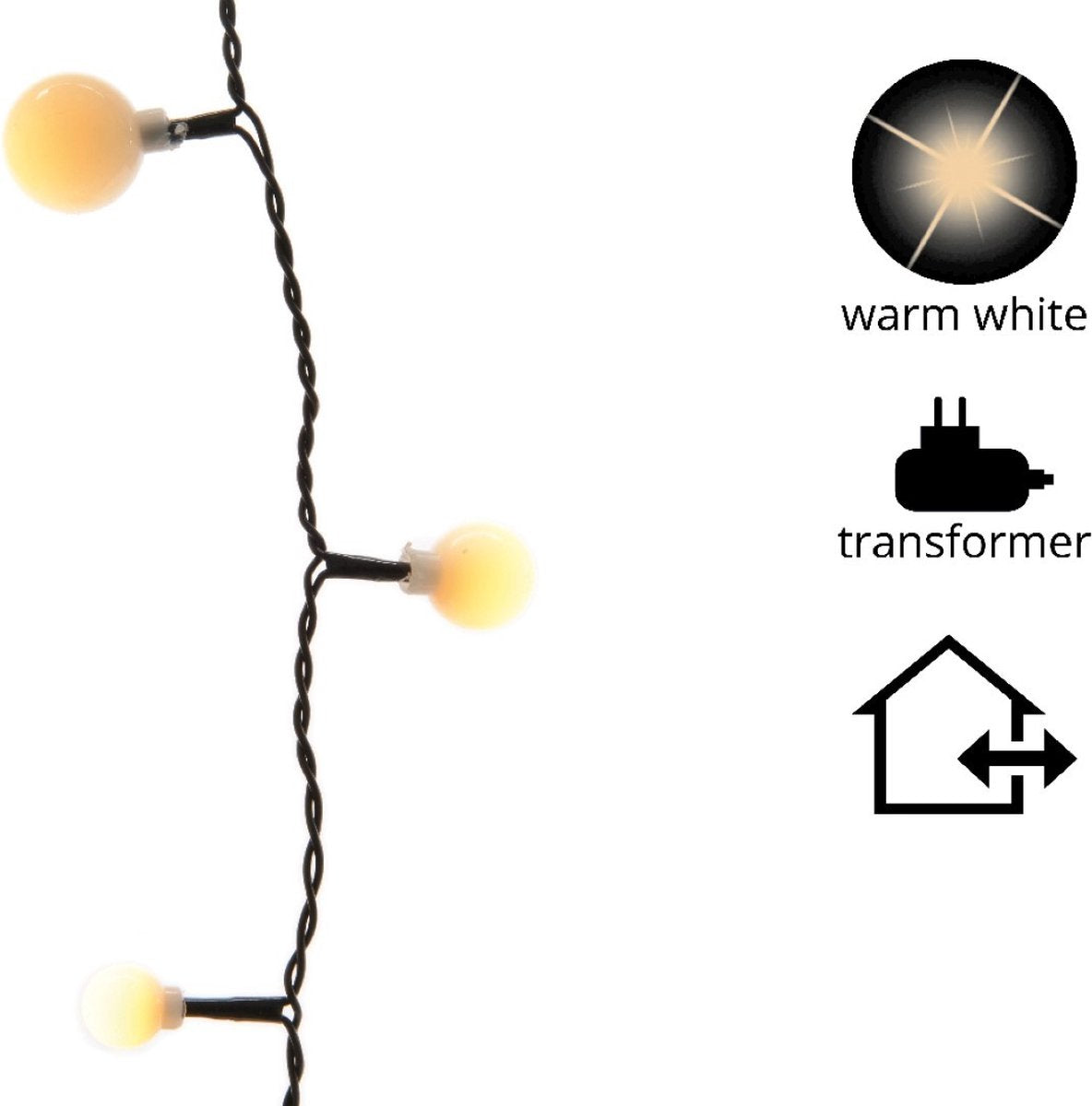 Guirlande lumineuse sphérique EDM - style guinguette - lumière chaude - 120 lumières LED - 14 m - 71013