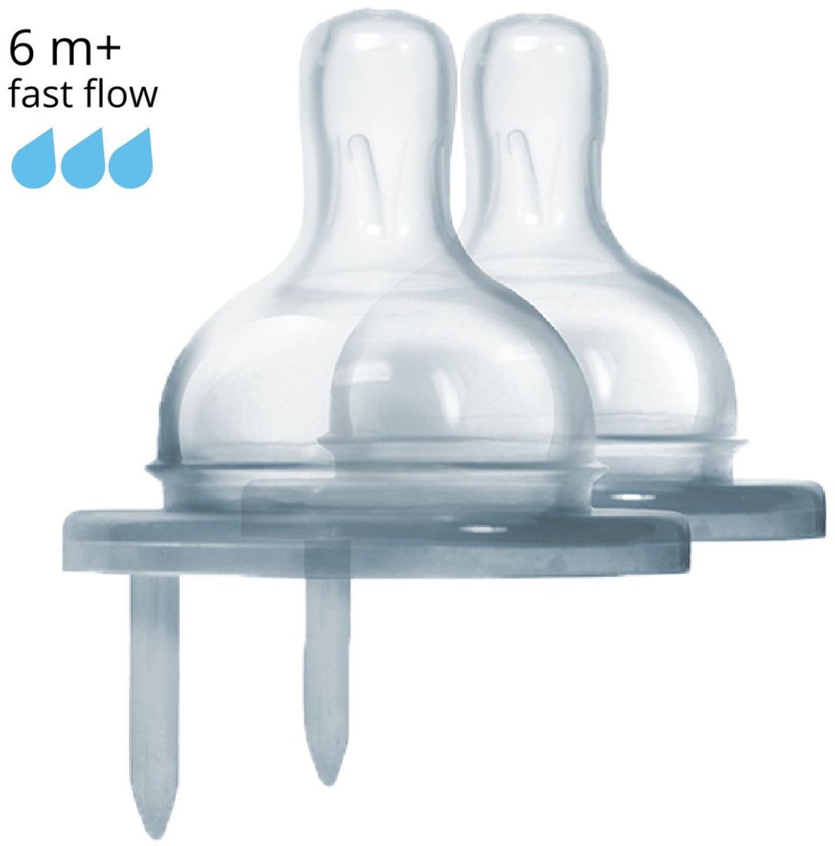 Tétine en silicone Pura - débit rapide - 2 pièces