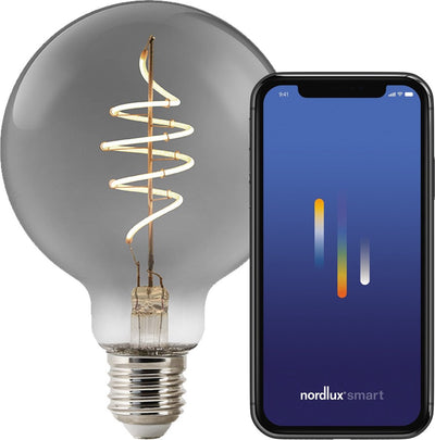 Nordlux g95-source lumineuse-intelligent-déco filament-spirale-e27-verre fumé-1800k
