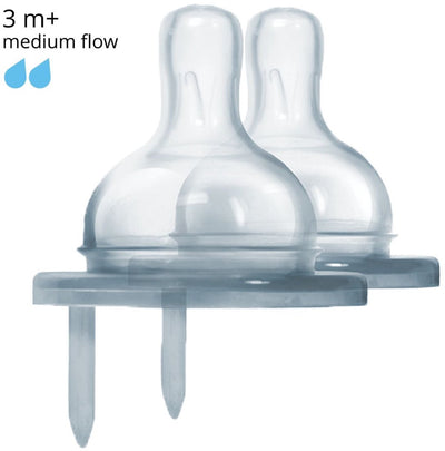 Tétine en silicone Pura - débit moyen - 2 pièces