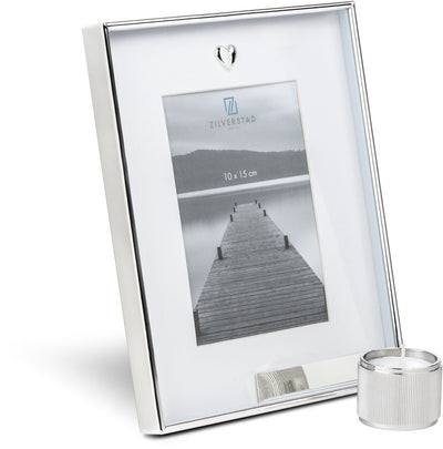 Zilverstad - cadre photo mémoire avec icône en forme de cœur et photophore couleur argent