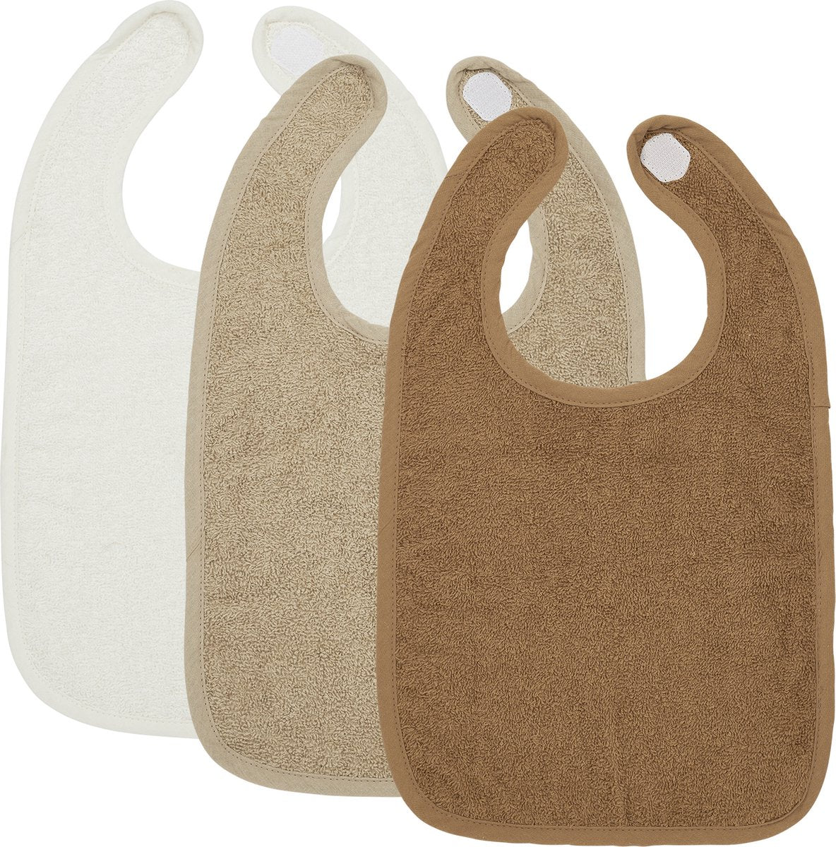 Bavoir Meyco baby uni - paquet de 3 - tissu éponge - caramel sable blanc cassé
