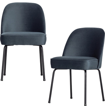 Chaises de salle à manger Woood vogue - tissu velours - sarcelle - lot de 2