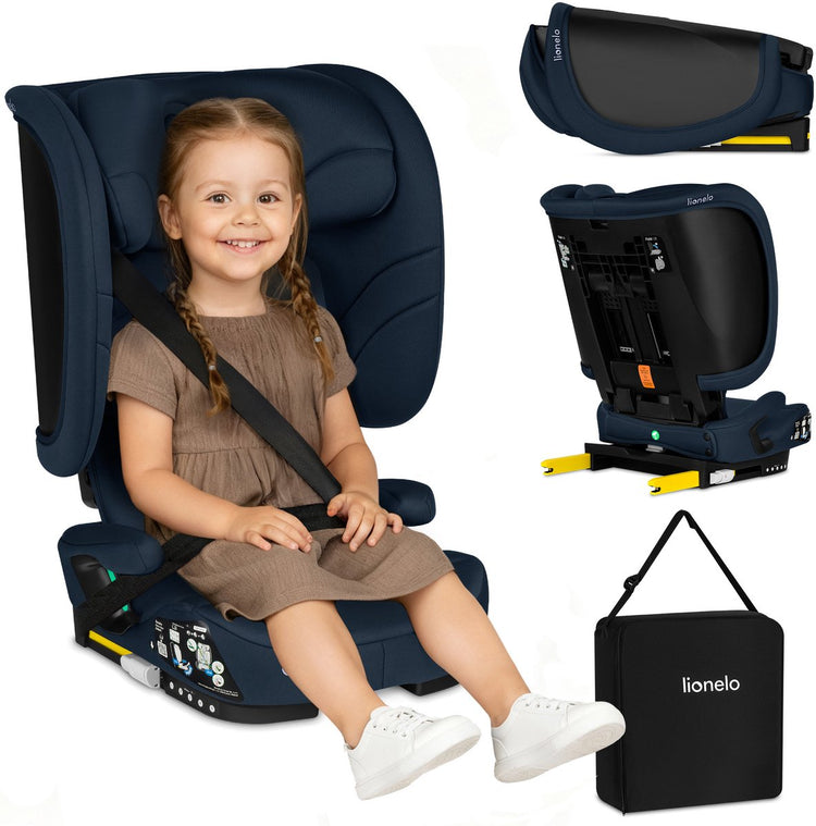 Siège auto Lionelo orin isofix - siège auto pliable 100-150 cm (3,5-12 ans 15 à 36 kg groupe 2 3) - appui-tête 14 positions - dossier 4 positions - léger compact - avec sac de transport porte-gobelet - siège enfant de voyage i-size