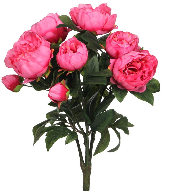 Décorations en Mica bouquet de fleurs artificielles pivoine fuchsia - fuchsia - 55 cm - fleurs de décoration - fausses fleurs