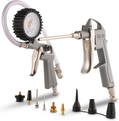 Powerplus powair0023 ensemble de soufflettes pneumatiques - 13 pièces - max. pression : 8 bar - incl. pistolet à air, pistolet de gonflage des pneus avec manomètre et 11 accessoires