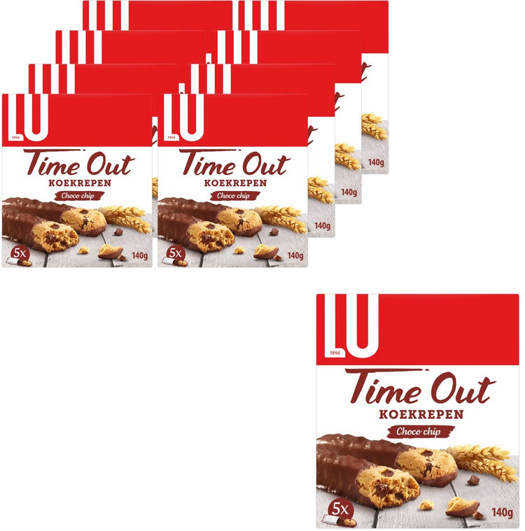 Lu time out cookie bars biscuits aux pépites de chocolat biscuits 8 x 140g (5 x 28g) - cookie à emporter - café - thé - travail - stock