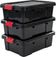 Boîte de rangement Iris powerbox - 25l - plastique - noir rouge - lot de 3