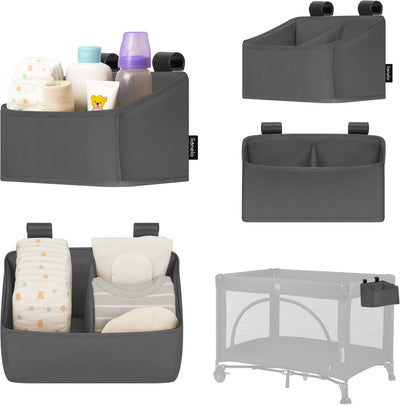Lionelo sidepocket small – organiseur de berceau de poche de chevet 26×12×15 cm – 2 compartiments pour couches, accessoires lingettes – pour lit de voyage, boîte cododo – renforcé, portable multifonctionnel