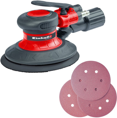 Ponceuse excentrique pneumatique Einhell tc-pe 150 - surface de ponçage : ø 150 mm - adaptée aux travaux de meulage et de ponçage du bois, du fer et du plastique - incl. 6x feuilles abrasives