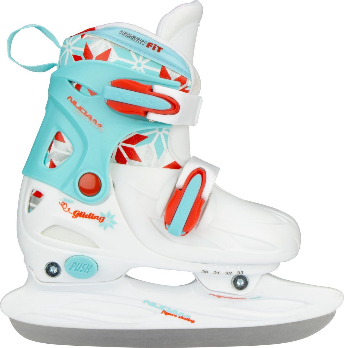 Patin artistique Nijdam - réglable - hard boot - blanc bleu - taille 27-30