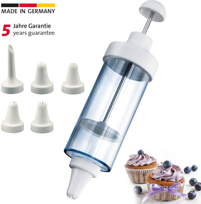 Seringue de décoration et de garniture Westmark, avec 5 embouts, capacité : 180 ml, plastique inox, blanc transparent, 31152260
