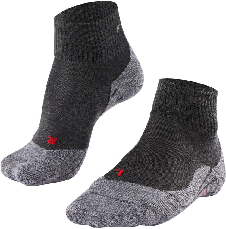 Falke tk5 chaussettes de marche courtes anti-ampoules en laine fine matière fonctionnelle femme gris - taille 35-36