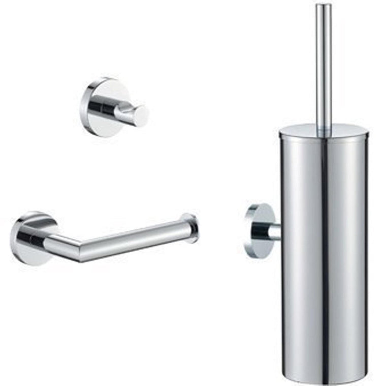Accessoires pour ensemble de toilettes Plieger Vigo - brosse de toilette - porte-rouleau de papier toilette - crochet à serviette - garantie 10 ans - chrome