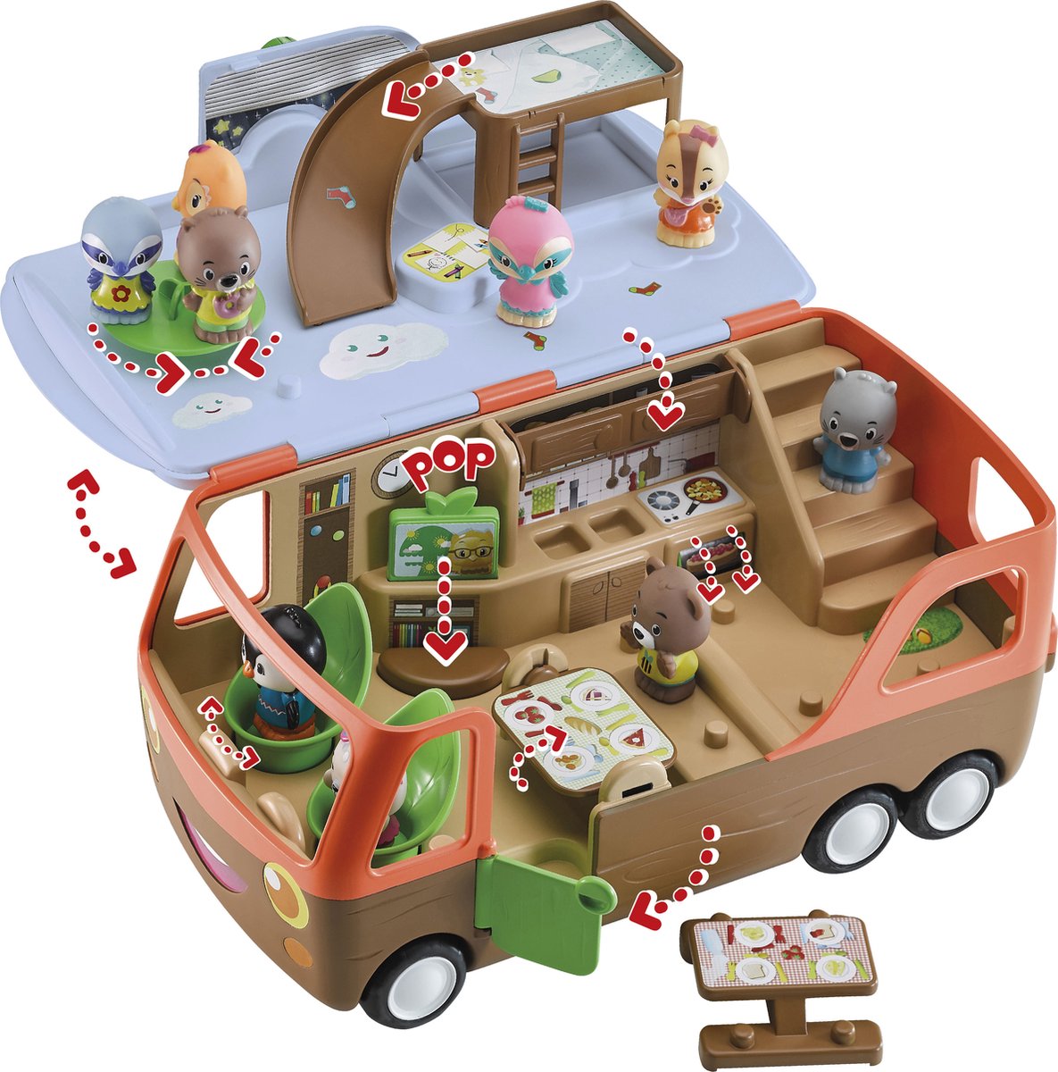 Klorofil set de jeu le camping-car - jouet interactif pour enfants - maison de poupée - comprenant 1 figurine de la famille des morses - à partir de 18 mois