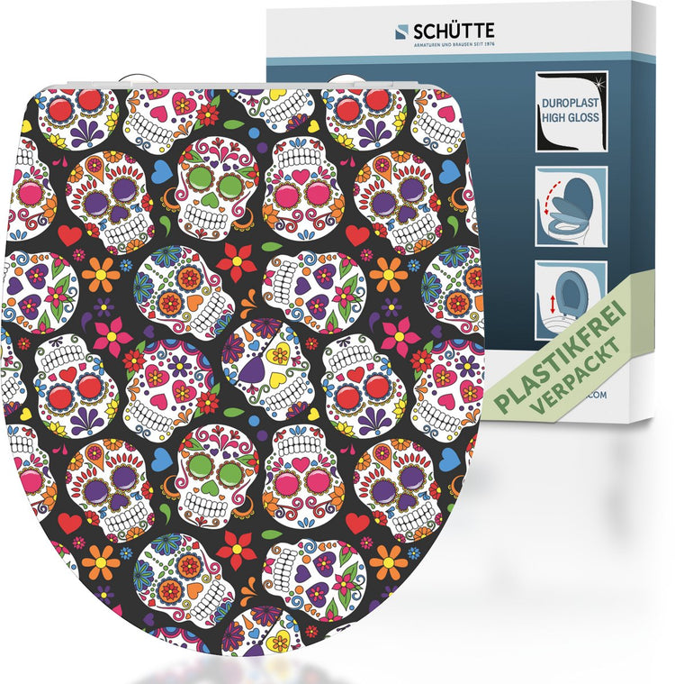 SALLE DE Toilet Schütte Schütte avec un crâne fou Duroplast High Gloss