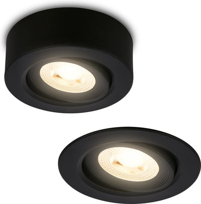 Briloner desi - Spot LED en saillie 2 en 1 et spot encastrable - 7990015 - Spot LED en saillie 2 en 1 et spot encastrable - rotatif - dimmable - plat - lumière blanc chaud - ø9 x 3 cm - noir