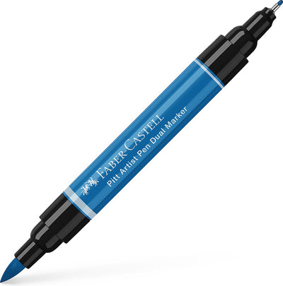 Marqueur de dessin Faber-castell - stylo d'artiste Pitt - 110 bleu phtalo - duomarkers - marqueur double face - fc-162110