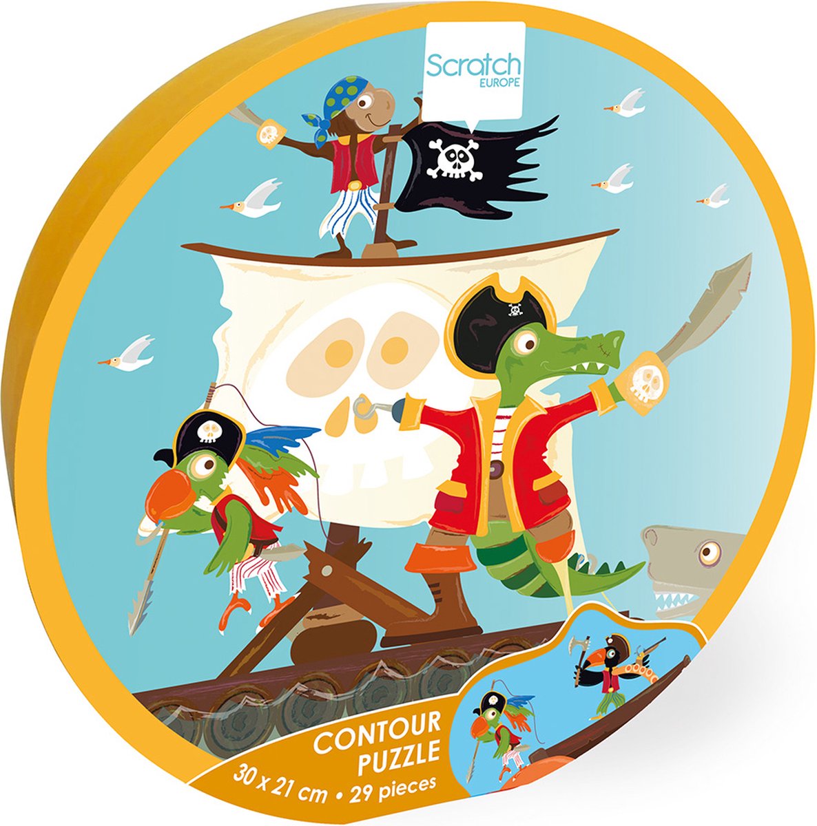 Puzzle contour à gratter - pirate - 30x21cm - 29 pièces - 3 ans