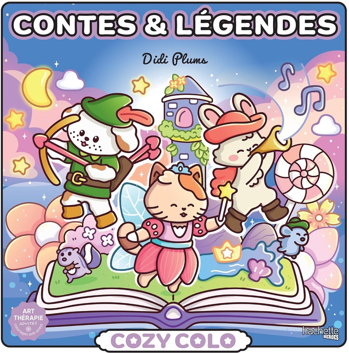 Hachette héros cosy colo - didi prunes - contes légendes - hachette - livre de coloriage pour adultes