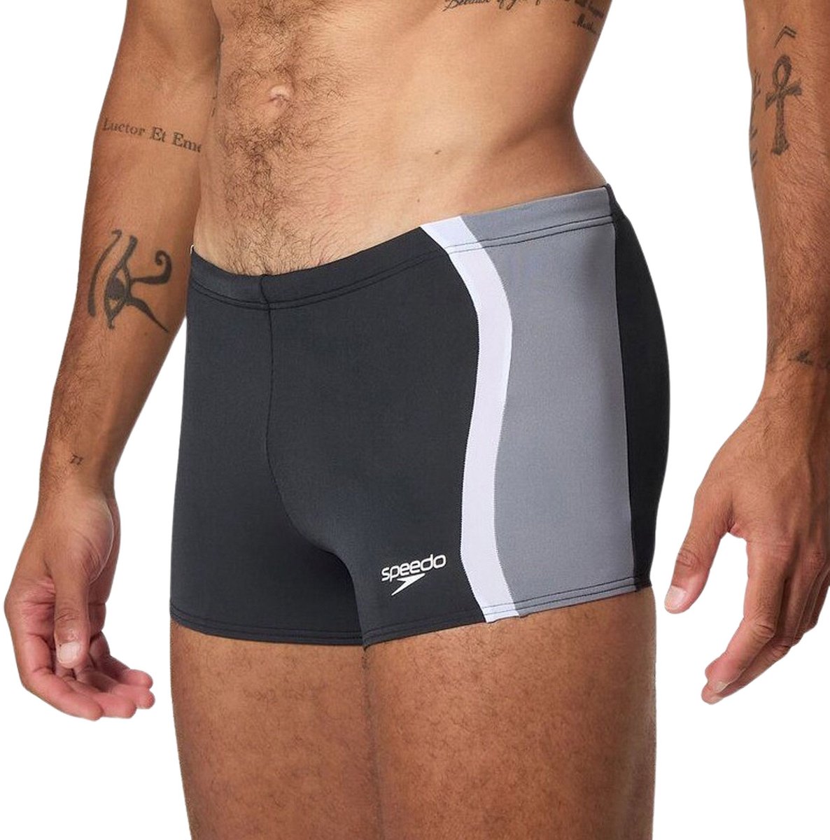 Short de bain sport homme Speedo solid splice aqua short - noir gris