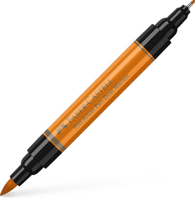 Marqueur de dessin Faber-castell - stylo d'artiste Pitt - glaçure orange 113 - duomarkers - marqueur double face - fc-162113