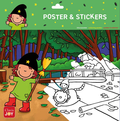 Clavis joy poster à colorier sorcière mimi dans la forêt
