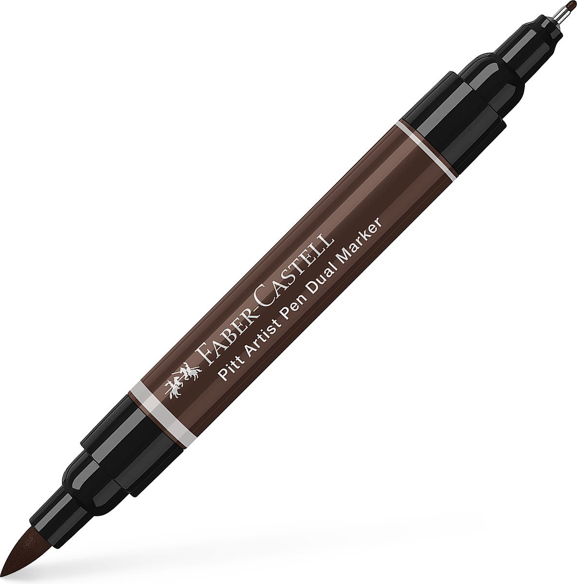 Marqueur de dessin Faber-castell - stylo d'artiste Pitt - marqueur duo - 175 sépia foncé - fc-162175