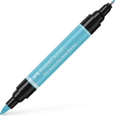 Marqueur de dessin Faber-castell - stylo d'artiste Pitt - 154 turquoise cobalt clair - duomarkers - marqueur double face - fc-162154