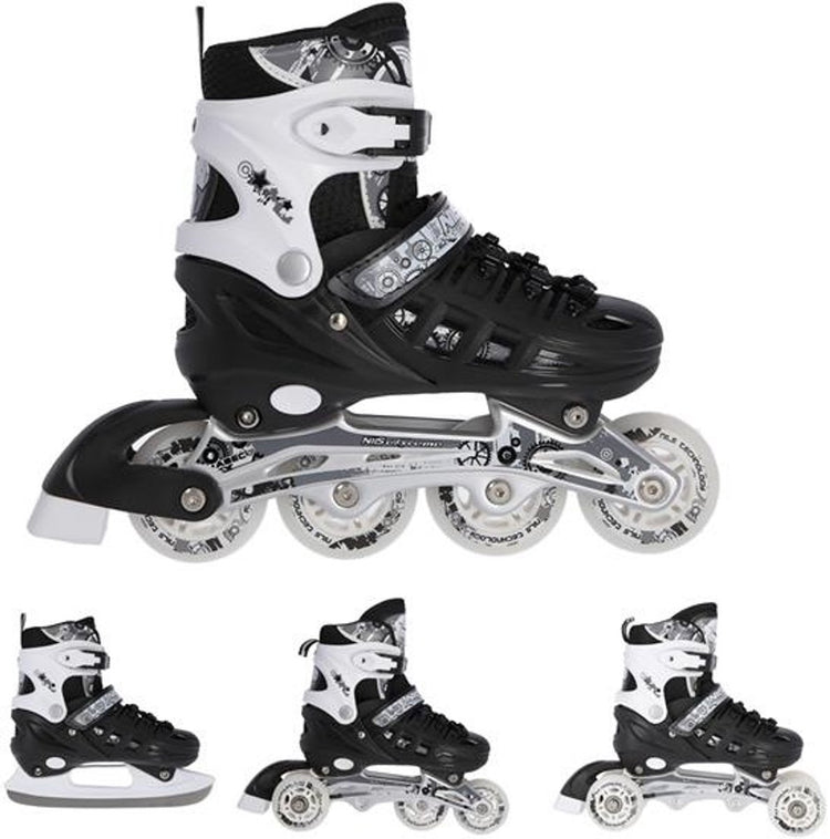 Nils extreme nh10905 - 4-in-1 roller skates - adjustable - black