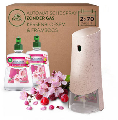 Air wick - kit de démarrage désodorisant actif fleur de cerisier + 2 recharges