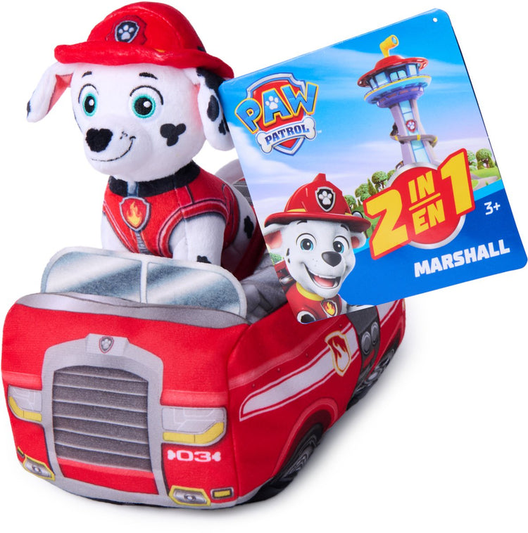 Paw Patrol - Véhicule en peluche Marshall 2 en 1 - Peluche 15,2 cm avec camion de pompier en peluche 20,3 cm - Peluches