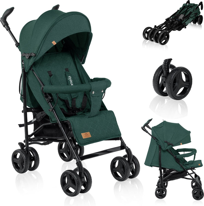 Lionelo irma - buggy - poussette - poussette durable et légère 7kg - convient aux enfants jusqu'à 15 kg - roues à suspension - 360° - de 6 mois à 5 ans - panier de rangement - poignée réglable - système de pliage rapide - taille compacte - moustiquaire