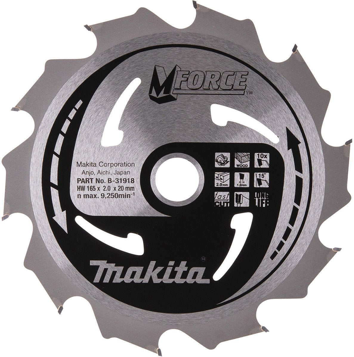 Accessoires Makita lame de scie circulaire | bois | 165x20x10t 15g - b-31918