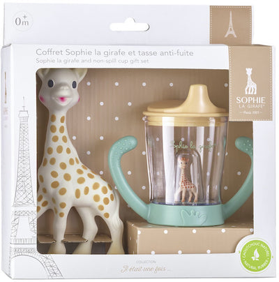 Coffret Sophie la girafe – et gobelet anti-fuite avec mascotte – coffret cadeau bébé