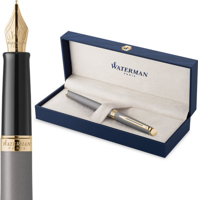 Stylo plume Waterman hémisphère | la version subtile | gris pierre | plume fine en acier inoxydable | avec coffret cadeau