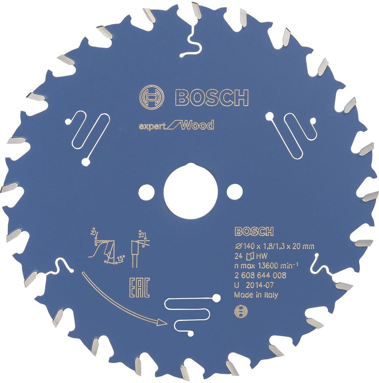 Bosch accessoires lame de scie circulaire expert pour bois 140x20x1,8 1,3x24 t - 2608644008