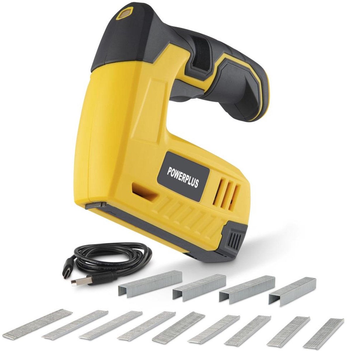 Cloueur électrique Powerplus powx13680 - fréquence de tir : 40 min - incl. batterie 4v 2,0ah et câble de chargement - 1000 acc.