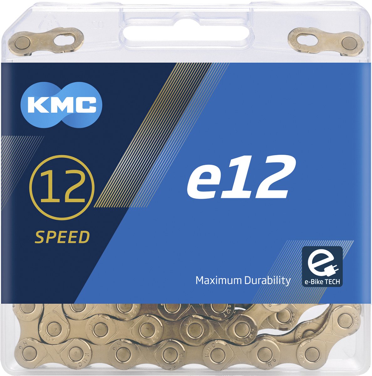 KMC Ketting E12 Ti-Ni Gold, 1 2x11 128, 130 liens, broche de 5,2 mm, 12 vitesses