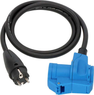 Brennerstuhl câble adaptateur cee camping câble de 1,5 m en noir (fiche de terre et couplage d'angle cee avec prise combinée de terre, 230v 16a, pour une utilisation extérieure permanente, fabriqué en Allemagne)