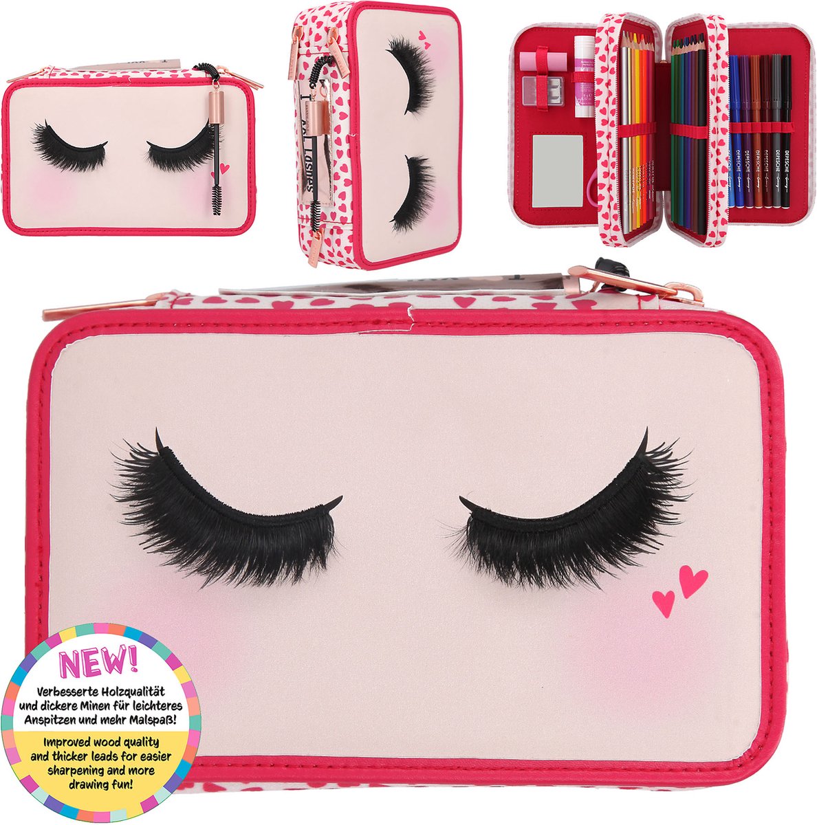 Depesche - trousse à crayons 3 compartiments top model beauty girl