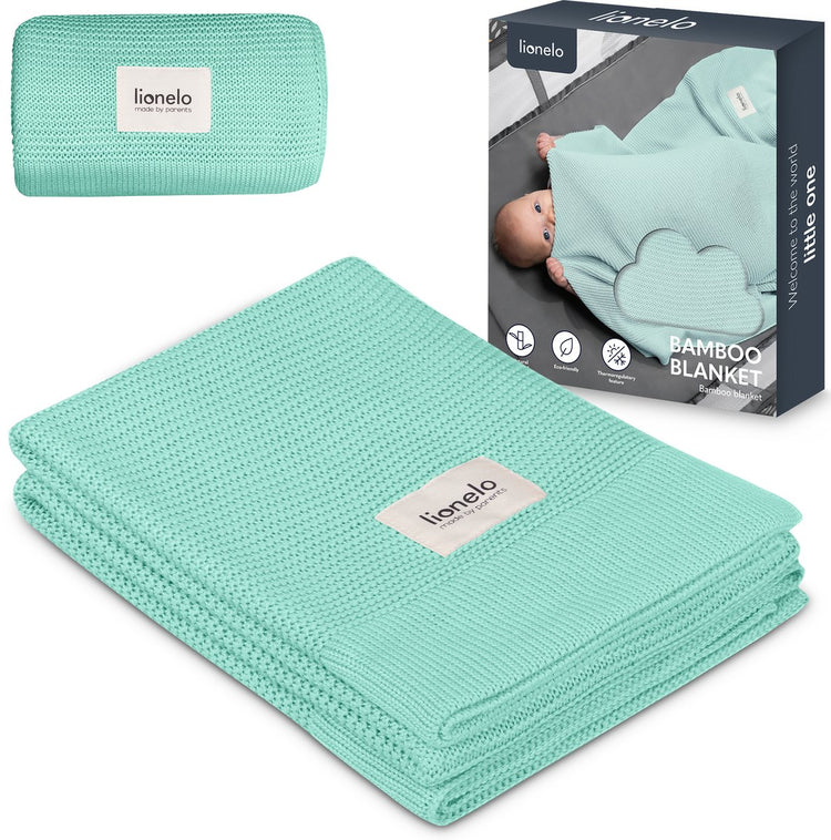 Couverture en bambou Lionelo - couverture pour bébé de luxe - hypoallergénique - antibactérienne - antifongique - 100% coton de bambou - thermorégulatrice - douce et respirante - durable - lavable - dès la naissance - 100×75 cm